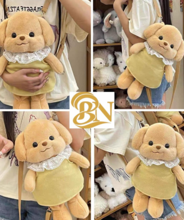 Cute Poodle Plush Toy Backpack for Girls – Soft Doll Sling Bag with Adjustable Strap