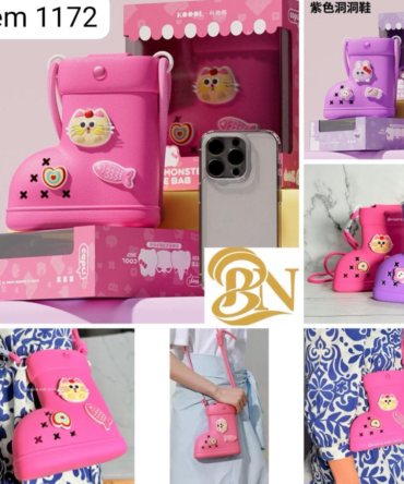 Cute EVA Kids Monster Shoe-Style Phone Sling Bag with Cartoon Badges – Lightweight & Durable