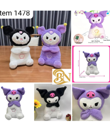 KUROMI Breathing Plush Teddy with LED Light & Music – Sleep Companion Toy