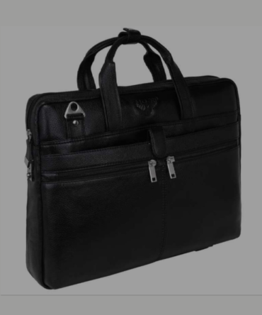 Men’s Black Genuine Leather Laptop Office Bag – Professional Slim Briefcase