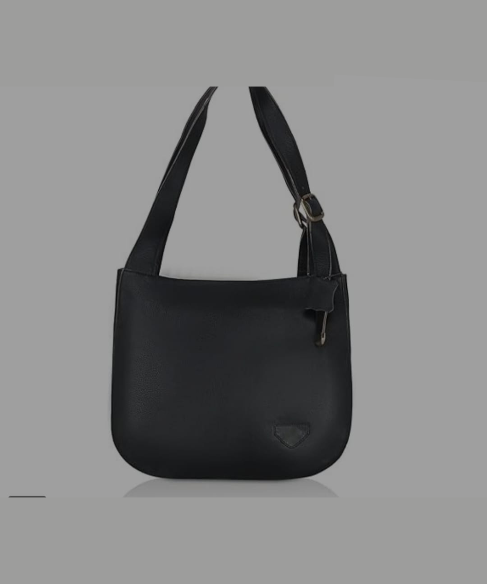 Women’s Black Genuine Leather Sling Bag – Minimal Everyday Shoulder Bag