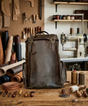 Herald Olive Brown Vintage Utility Leather Backpack