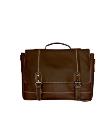 Herald Heritage Double-Strap Leather Briefcase – Vintage Tan Brown