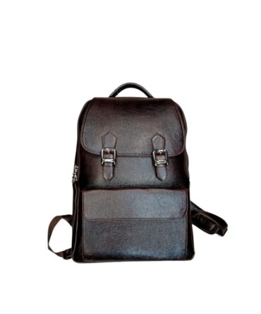 Herald Coffee Brown Vintage Leather Buckle Backpack