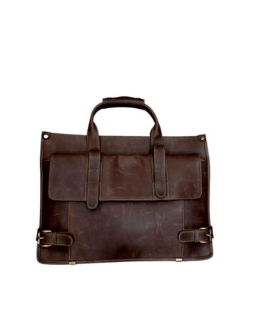 Herald Heritage Buckle Leather Laptop Briefcase – Dark Brown