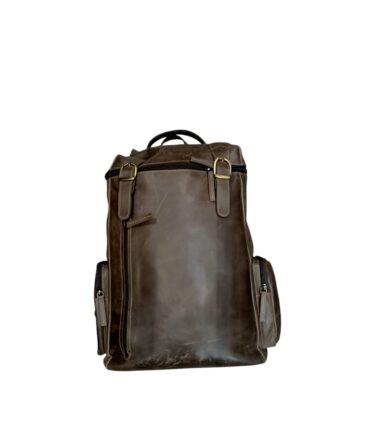 Herald Olive Brown Vintage Utility Leather Backpack