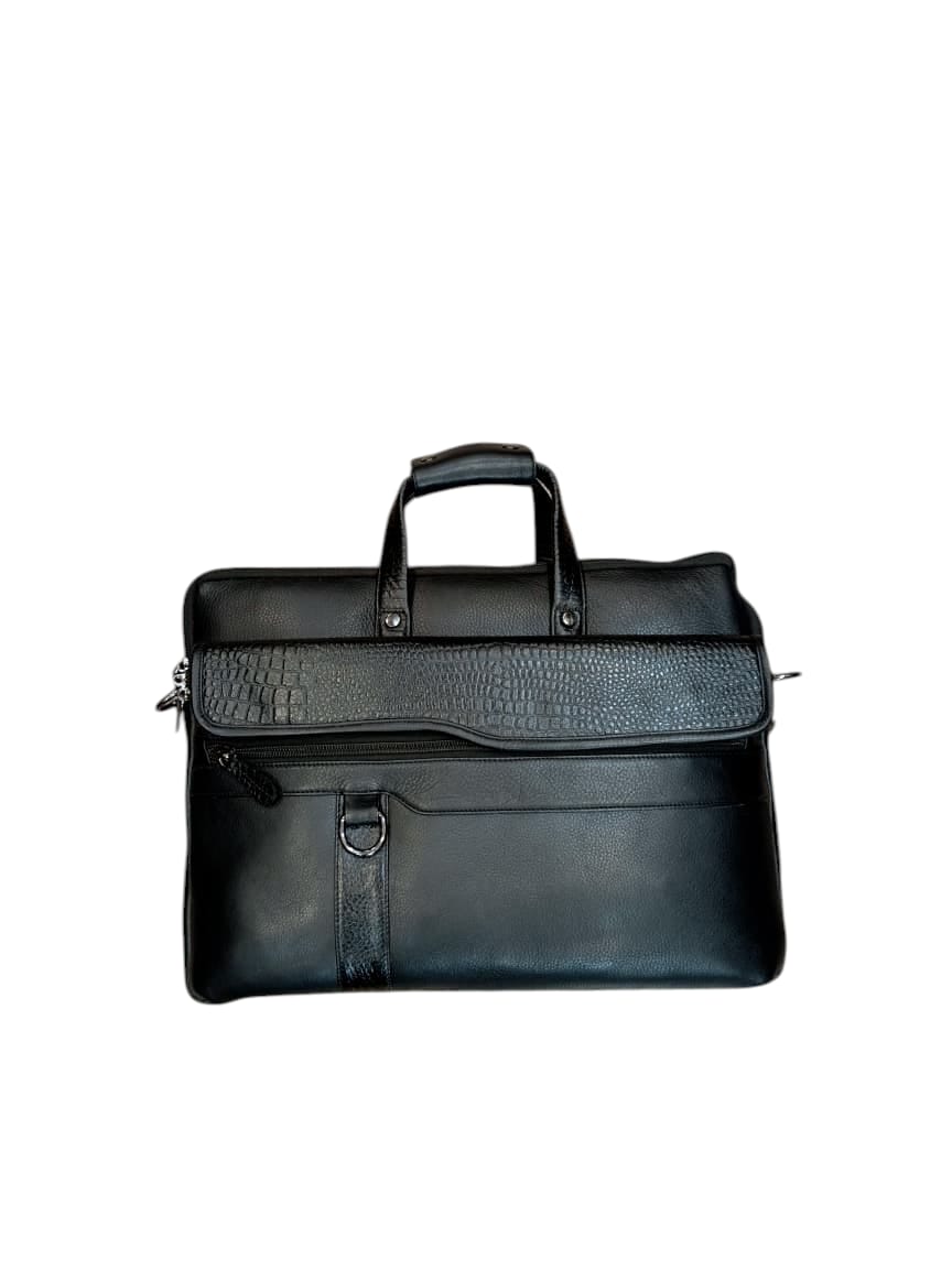 Herald Elite Leather Laptop Briefcase β Black
